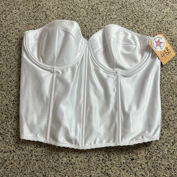 Vintage Empire Intimates Satin Corset Wedding Boned Bustier Longline Bra Sz 48B - Picture 1 of 5